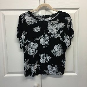 Black with Gray Floral T-Shirt